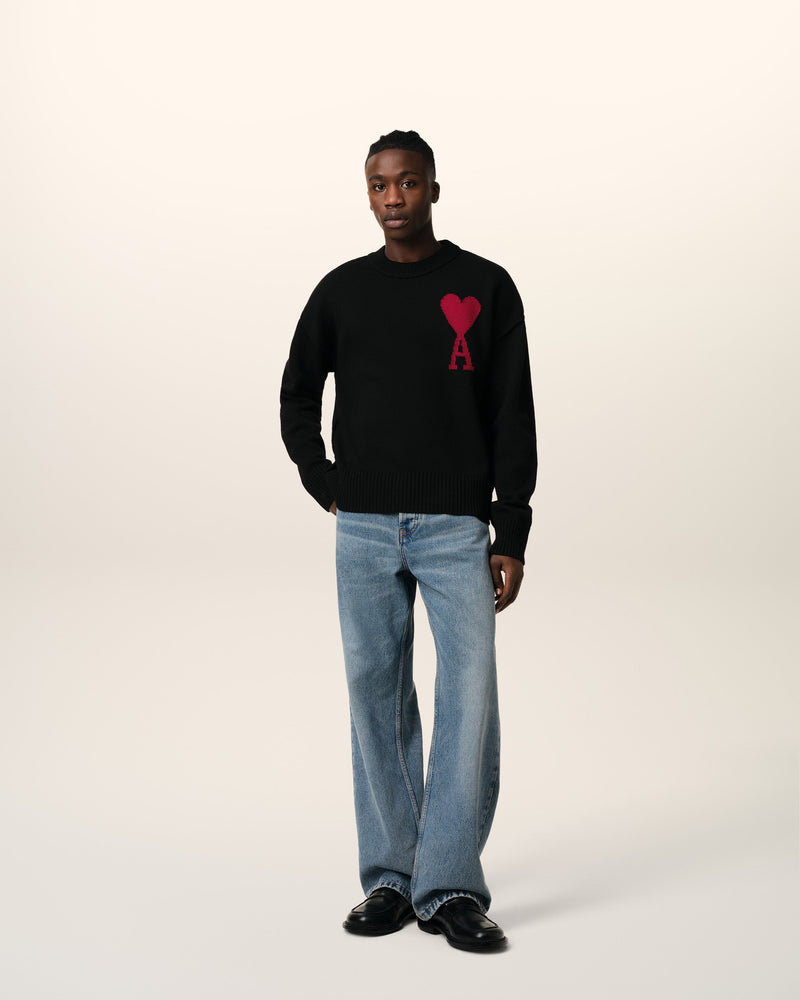 Pull Noir Ami de Coeur En Laine