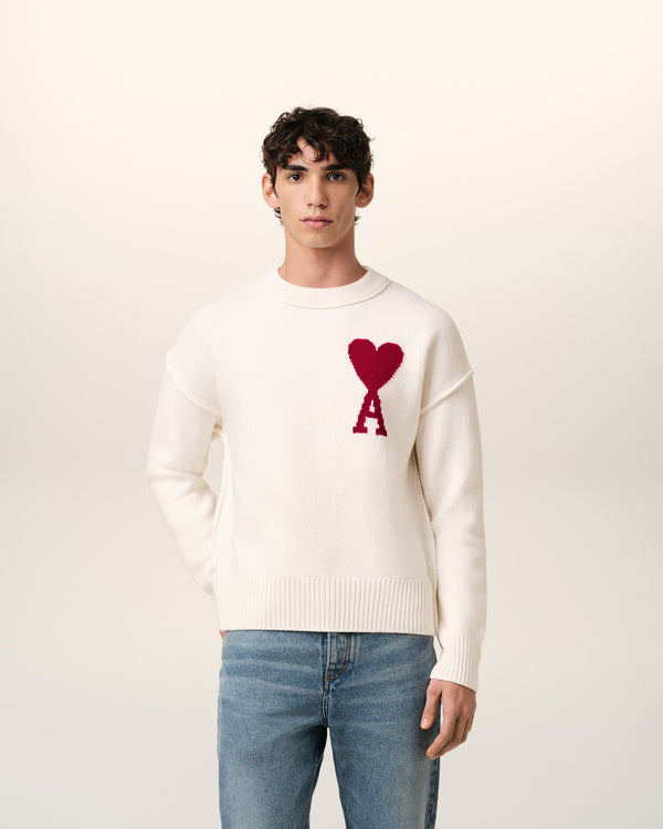 Pull Blanc Ami de Coeur En Laine