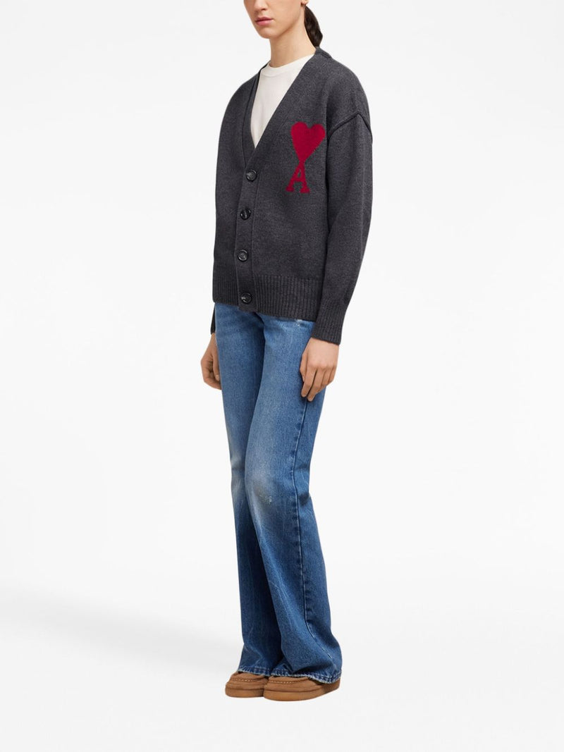 Cardigan Gris Ami de Coeur En Laine