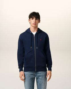 Hoodie Bleu Marine Zippé Ami de Coeur En Coton