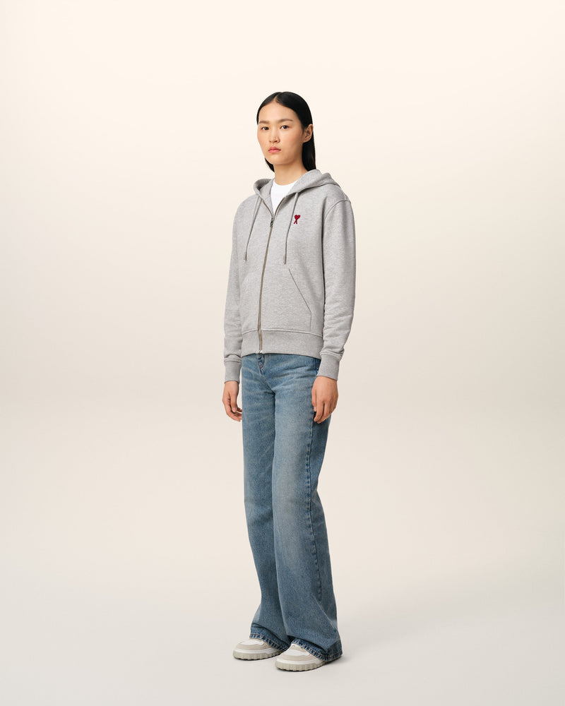 Hoodie Gris Zippé Ami de Coeur En Coton