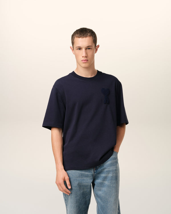 T-Shirt Bleu Marine Patch Ami de Coeur En Coton