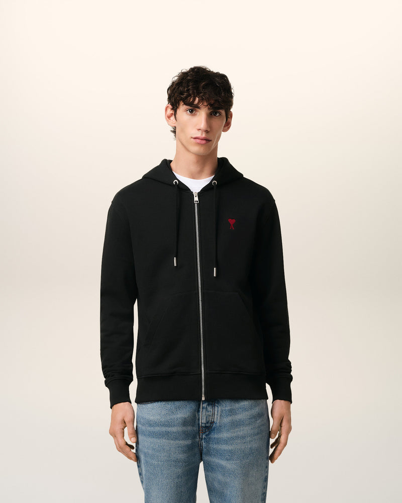 Hoodie Noir Zippé Ami de Coeur En Coton