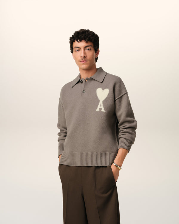 Polo Taupe Ami de Coeur En Laine