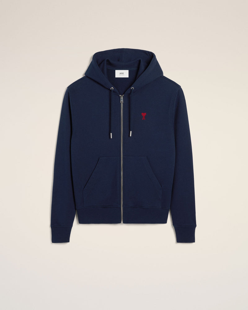 Hoodie Bleu Marine Zippé Ami de Coeur En Coton