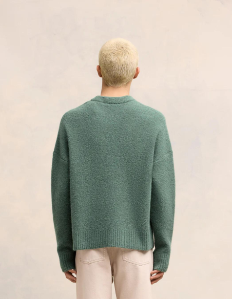 Pull Vert Ami de Coeur En Laine
