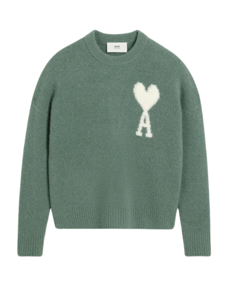 Pull Vert Ami de Coeur En Laine