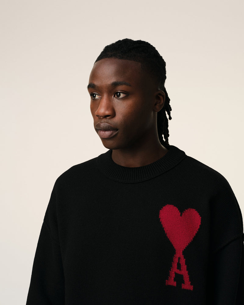 Pull Noir Ami de Coeur En Laine