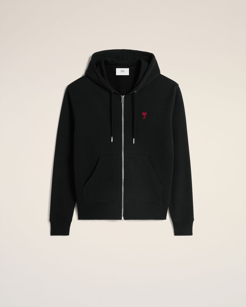 Hoodie Noir Zippé Ami de Coeur En Coton