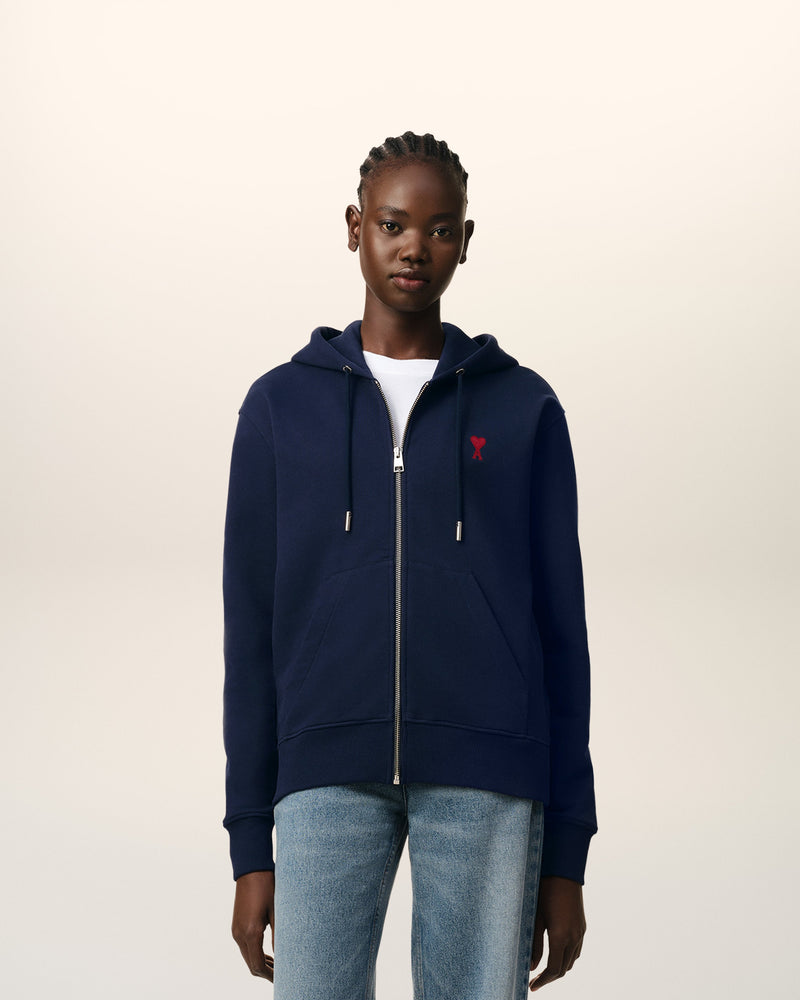 Hoodie Bleu Marine Zippé Ami de Coeur En Coton