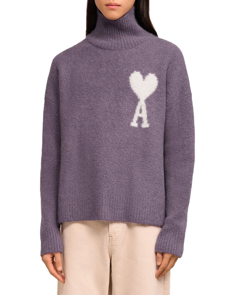 Pull Col Cheminée Violet Ami de Coeur En Laine