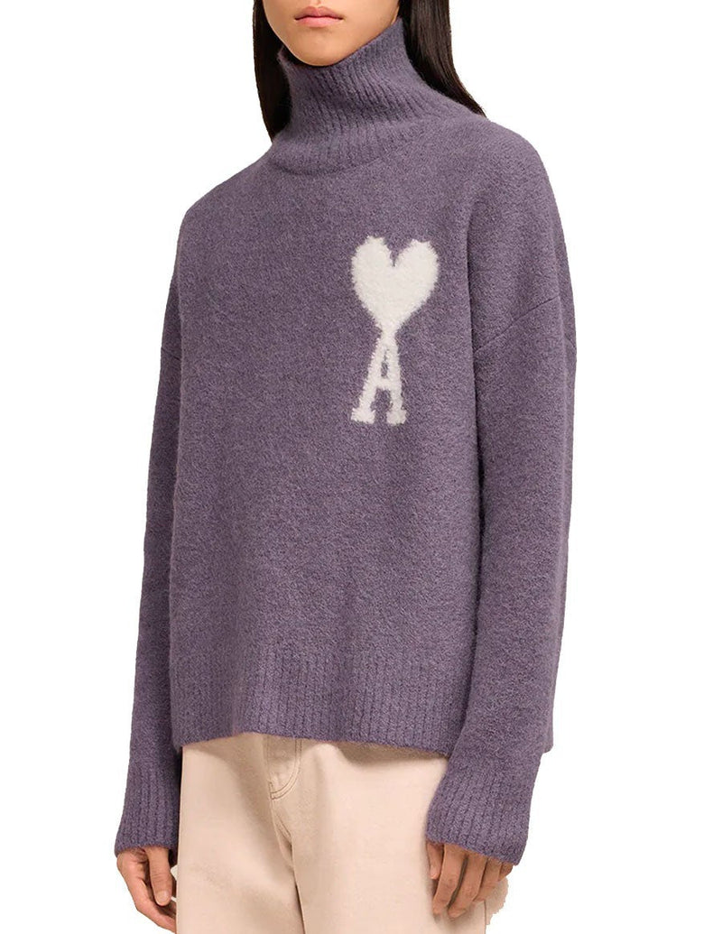 Pull Col Cheminée Violet Ami de Coeur En Laine